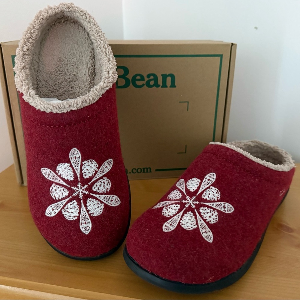 L.L. Bean Red Wool Slippers
